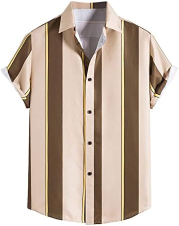 XXBR Летни Ризи за мъже, Върхове Aloha с къс ръкав и копчета, Оборудвана Приятелка, Ежедневни риза на вертикални