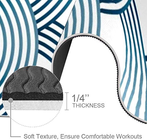 Дебел нескользящий килимче за йога Unicey за физически упражнения и фитнес, 1/4 с бяло-Синьо принтом Sashiko