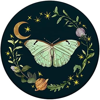 Естетичен Вилна къща Небесната Луна Молец Moon Butterfly PopSockets С възможност за смяна на PopGrip