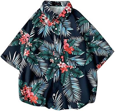 Дамски Хавайски Ризи Лятна Риза с Копчета с Ниски Рамо и Къс ръкав Хавайски Празнична Тениска С Флорални Принтом