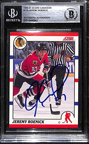 179 Джеръми Реник - 1990 Резултат от Канадските хокейни карти (Звезда) оценката на БГД AUTO - Хокей картички