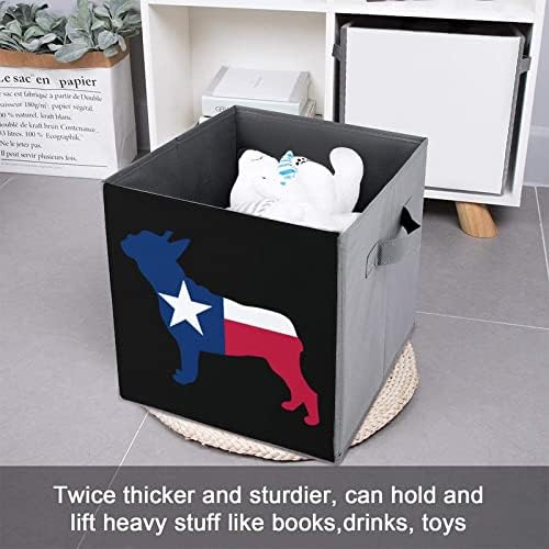 Френски Булдог Флаг Тексас Сгъваеми Кутии За Съхранение Printd Тъканни Кошница-Кубчета Кутии с Дръжки за Дрехи,