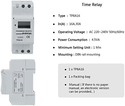 SNKB TP8A16 AC 220V 16A 30A Din-рейк 7 дни Седмично Програмируем Цифров ключ време Реле таймер за Управление