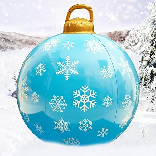 Emopeak Led Надуваем Коледна Топка с подсветка, PVC 24-Инчов Голям Коледен Надуваем Балон С дистанционно управление
