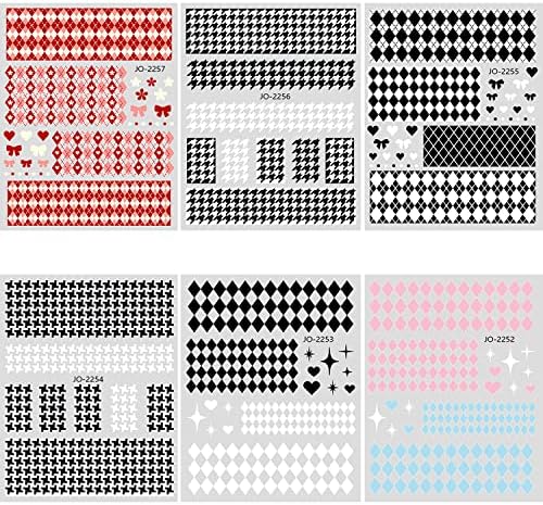 6 Листа Графити Забавни Стикери за Дизайн на нокти, Френски Стикери За нокти, 3D Самозалепващи Геометрични Триъгълници,