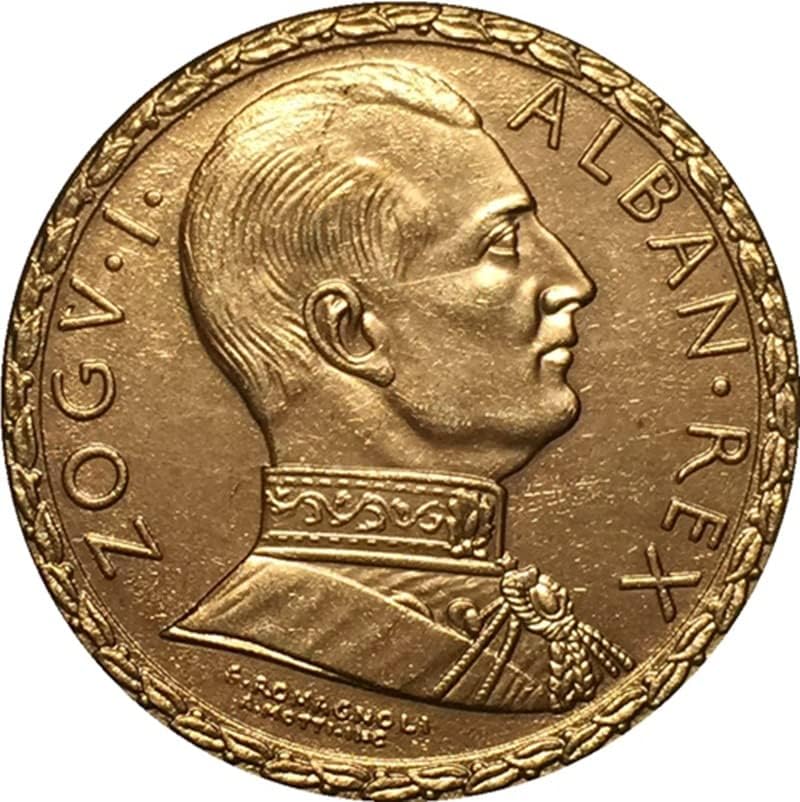 35 ММ Чиста Мед Позлатен Стара Сребърна Доларова Монета Албания Монета 1928 Занаят