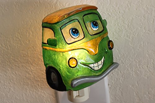 ~ Сладък ~ Голяма Зелена Cartoony Магистралата Автомобил С Щастлив Лицето, 4 лека нощ, Въртяща се Лампа С ключ
