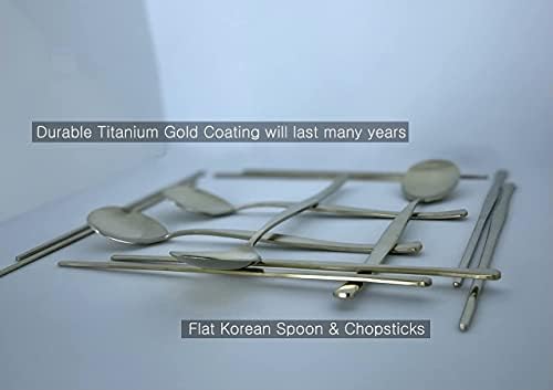 cozymomdeco Корея, Посуда и Прибори за Champagne Gold Цвят 18-10 от Неръждаема Стомана Корейски Набор от Пръчки