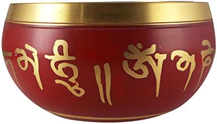 Латунная Тибетски Поющая Купа Молитвен Звук Червен Цвят с Диаметър 3,5 инча Заздравяване на Будистката Медитация