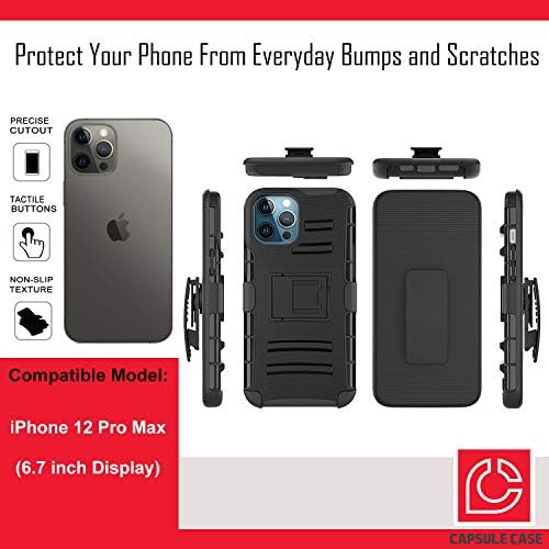 Калъф Ohiya е Съвместим с iPhone 12 Pro Max [Защита от военен клас, Ударопрочная сверхпрочная кобур-стойка,