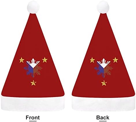 Коледна шапка със звезда от филипински хартата, палави и красиви шапки на Дядо Коледа с плюшени полета и удобна