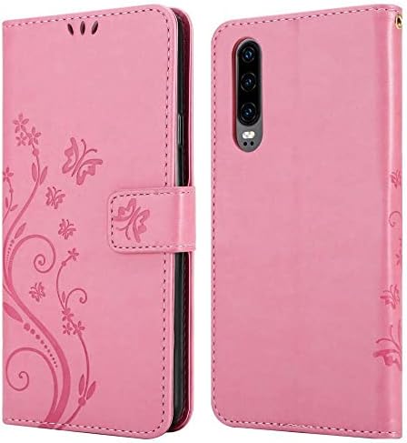 Калъф–за награда Cadorabo, съвместим с Huawei P30, в розов цвят - Корица на цветенце с магнитна закопчалка, функция за влакчета и 3 слота за карти в Чантата си Etui Pouch от изкуст?