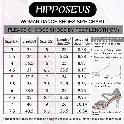 Женски обувки за латино Танци HIPPOSEUS СЪС Затворени пръсти, Блестящи Обувки за Балните танци Салса, Танго,