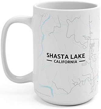 Чаша с карта на езерото Шаста, Калифорния, Калифорния (15 унция)