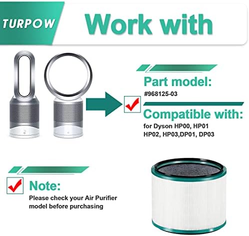 Смяна на филтър въздушен филтър TURPOW за настолни пречистватели на Дайсън HP01, HP02, HP03, DP01, DP02, замества