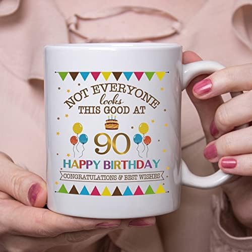 aiyaya Не Всичко е Толкова Добре Изглеждат На утайка от чаша, 90 Happy Birthday 11oz - Подаръци за 90-ия Рожден