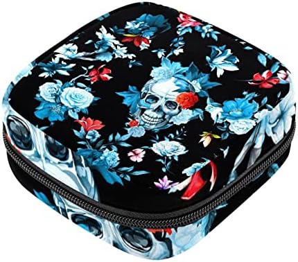 Чанта за съхранение на Хигиенни Кърпички с Изображение на Череп и Цветове, Преносим Чанта за Месеца, Калъф за