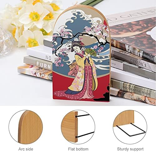 Японското Изкуство на Момиче Гейша Книгата Завършва за Рафтове Дървени Поставки за книги Титуляр за Тежки Книги