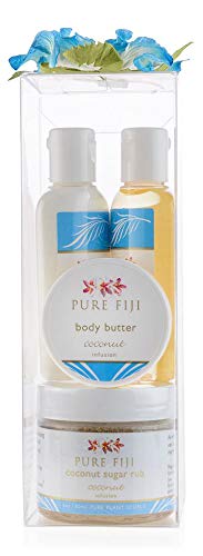 Спа Подаръци Pure Fiji за жени и мъже - Подарък кутия за тялото Sugar Glow с Отлепване Търкам, Масло за вана