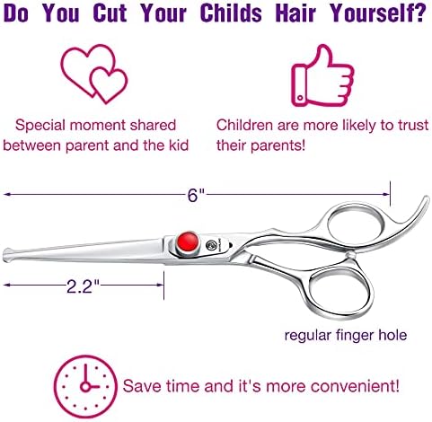 6-Инчови Безопасни Кръгли Ножица За Подстригване на Коса за Деца с Филировочными Ножици за Мъже, Жени и Деца,