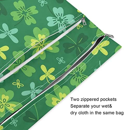 Kigai Лъки Shamrock Мокри и Сухи Чанти за Детски Филтър Непромокаеми Пелени за Многократна употреба Мокри чанти