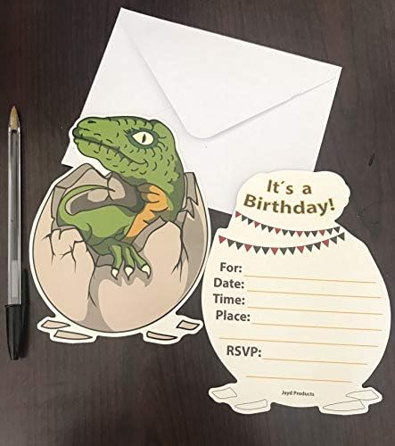 Jayd Products, 24 Покани на Парти в чест на рождения Ден на Динозаврите, Двустранни, Заполняемые Покани на Динозаври,