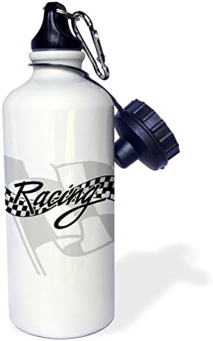 Спортна бутилка за вода 3dRose Състезателни черно-кариран флаг, 21 унция, Бяла