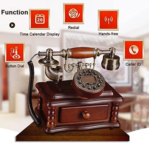 QIaoob Ретро Ретро Стационарен телефон с LCD дисплей, Класически Настолен Декор за Кабелен телефон, Пренабиране