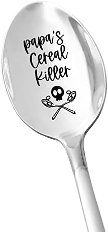 Papa's Cereal Killer Spoon - Лъжица за любителите на Люспи от Неръждаема Стомана с Гравиран, Забавен Подарък