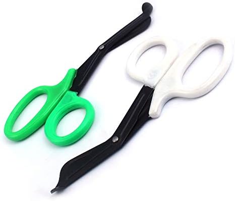 Травматологические ножици G. S 7,25 - Черни Ножици за бинтования от неръждаема стомана с трайно покритие - 2 ОПАКОВКИ - (Зелен и бял)