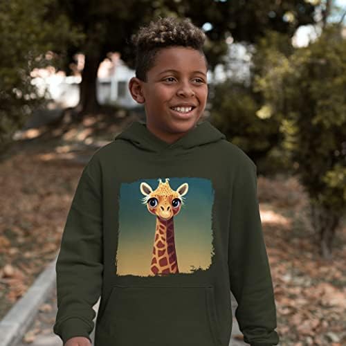 Детска hoody от порести руно с принтом жираф - Kawaii Kids' Hoodie - Забавно hoody за деца