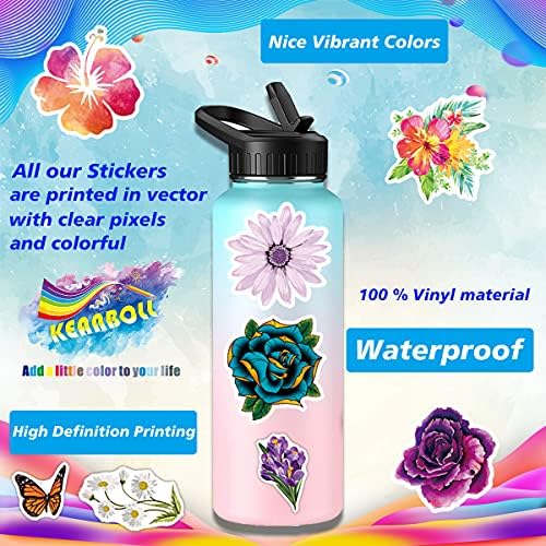 100шт Цветни Етикети, Естетически Флорални Стикери за Лаптоп Бутилки С Вода Албум За Изрезки от Багажа Китара