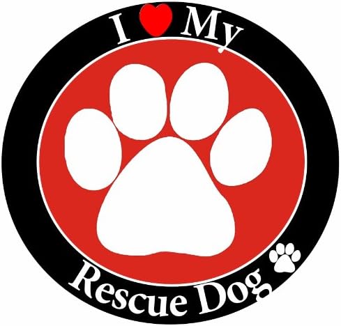 Авто магнит I Love My Rescue Dog С Реалистична снимка на куче-спасител В Центъра, Покрит с висококачествена