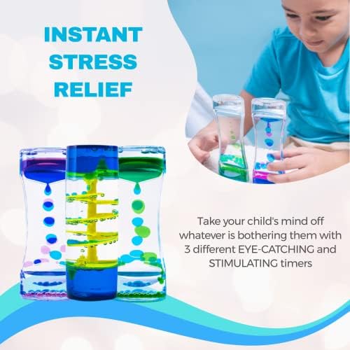 HeyWhey Liquid Motion Bubbler Таймер - Идеална допир играчка за деца и възрастни, 3 опаковки, Успокояващи Играчки-Неспокойни