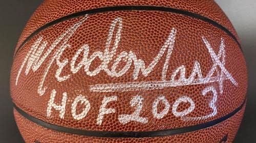 Мидоуларк Лемон ПОДПИСА Вход-ИЗХОД на Баскетболни топки Harlem Globetrotters PSA/DNA С АВТОГРАФ - Баскетболни