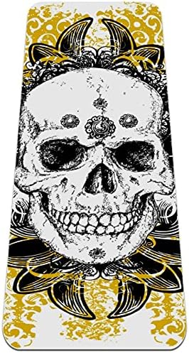 Siebzeh Black Skull Забавен дебела подложка за йога Премиум-клас, в екологично Чист Гумена подложка за здраве
