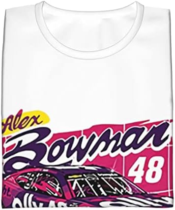 Тениска ASFRSH Alex Bowman 48 за подрастващите момичета и момчета, Тениска с къс ръкав и принтом, Спортна Класическа Риза, Тениска с кръгло деколте