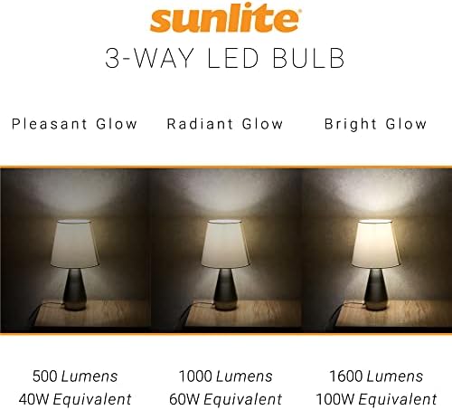 3-Лентови led лампа Sunlite 40421 A19, 5/9/15 W (еквивалент на 40 W 60 w 100 W), 500-1000-1600 Лумена, Средна