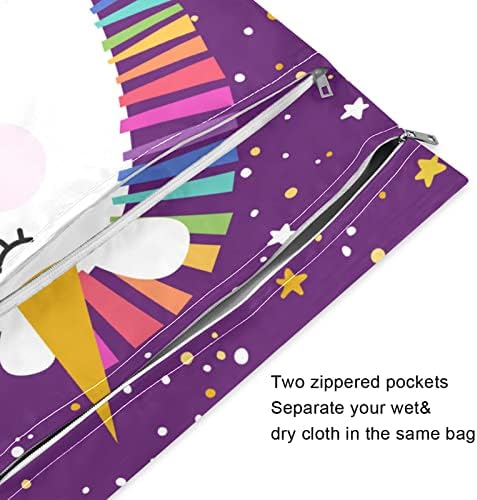ZZXXB Unicorn Night Star Водоустойчив Влажна Чанта за многократна употреба Текстилен Влажна Пелена Суха Чанта