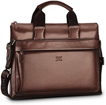 Мъжка кожена чанта-месинджър - дебел 15-инчов куфарче за лаптоп