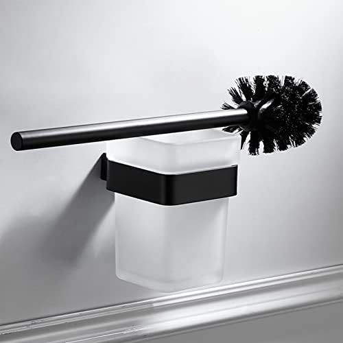 Държач за Тоалетна Четка Черно, монтиран на стената Квадратен Комплект За Почистване на Тоалетната Четка за