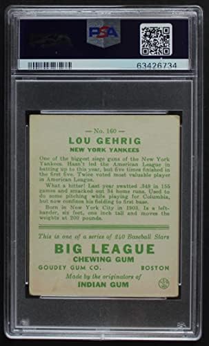1933 Гуди 160 Лу Гериг Ню Йорк Янкис (бейзболна картичка) PSA PSA 3.50 Янкис