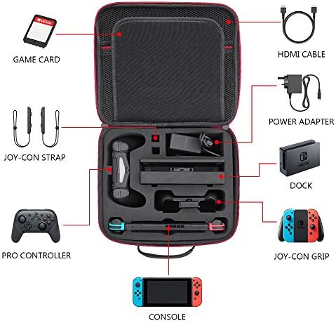 Калъф за съхранение на BENGOO за Nintendo Switch, Луксозна Напълно Защитен Твърда Пътна чанта с дръжка и пагон