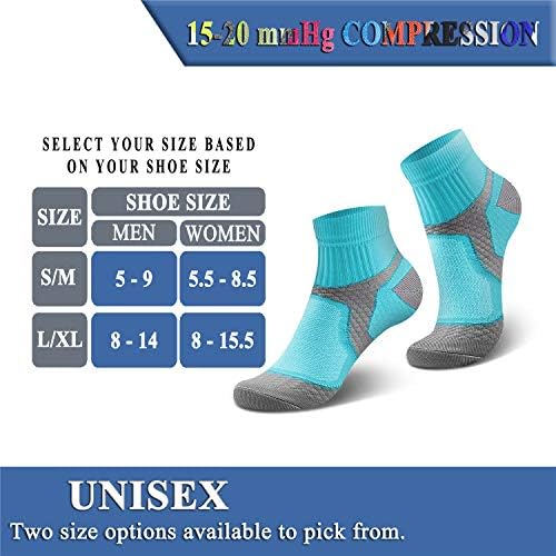 Компресия чорапи QUXIANG за жени и Мъже, Циркулация на 3/6/7 Двойки, Поддръжка на глезена 15-20 мм живачен стълб.ст.,