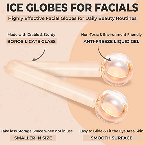 Ледени топки за грижа за лицето (комплект от 2) - Трайни и сигурни ледени топки за лице - Ледени топки от borosilicate