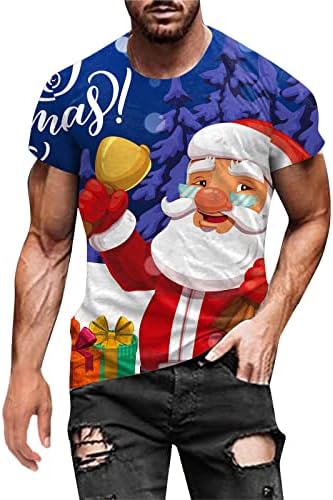 WOCACHI Коледни мъжки солдатские тениски с къс ръкав, прилепнали Дизайнерски вечерни Блузи, Коледни графични