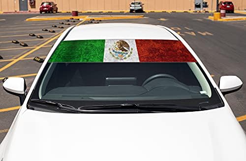 Банер с Флага на Мексико на Предното Стъкло, 12 X 60 Vinyl Стикер за Леки автомобили и Камиони