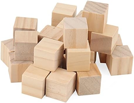 LEXININ 300 БР Малки Дървени Кубчета 3/4 инча, Блокове от естествен Незаконченного Дърво 2 см, Празни Квадратни