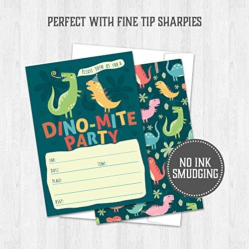 Покани картички в детски парти с динозаври - Много забавления с каламбуром! 25 Покани в пликове за детско парти