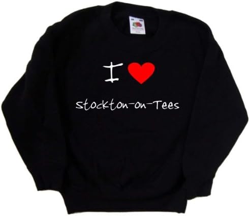 Черна детска hoody I Love Heart Stockton-on-Tees